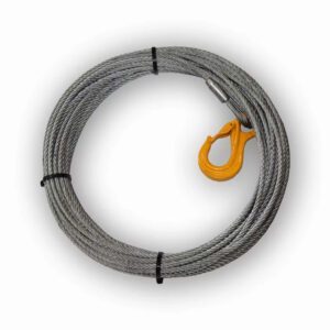 WINCH ROPE STEEL WITH HOOK 13MM X 25M