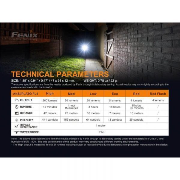 FENIX NYCKELKEDJA FICKLAMPA E03R 260 LM - Bild 8