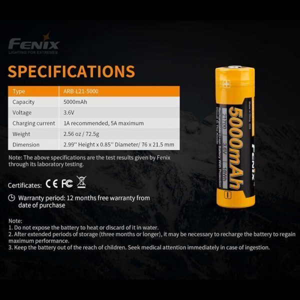 FENIX ARB-L21-5000 21700 LI-ION BATTERI 5000 MAH - Bild 2